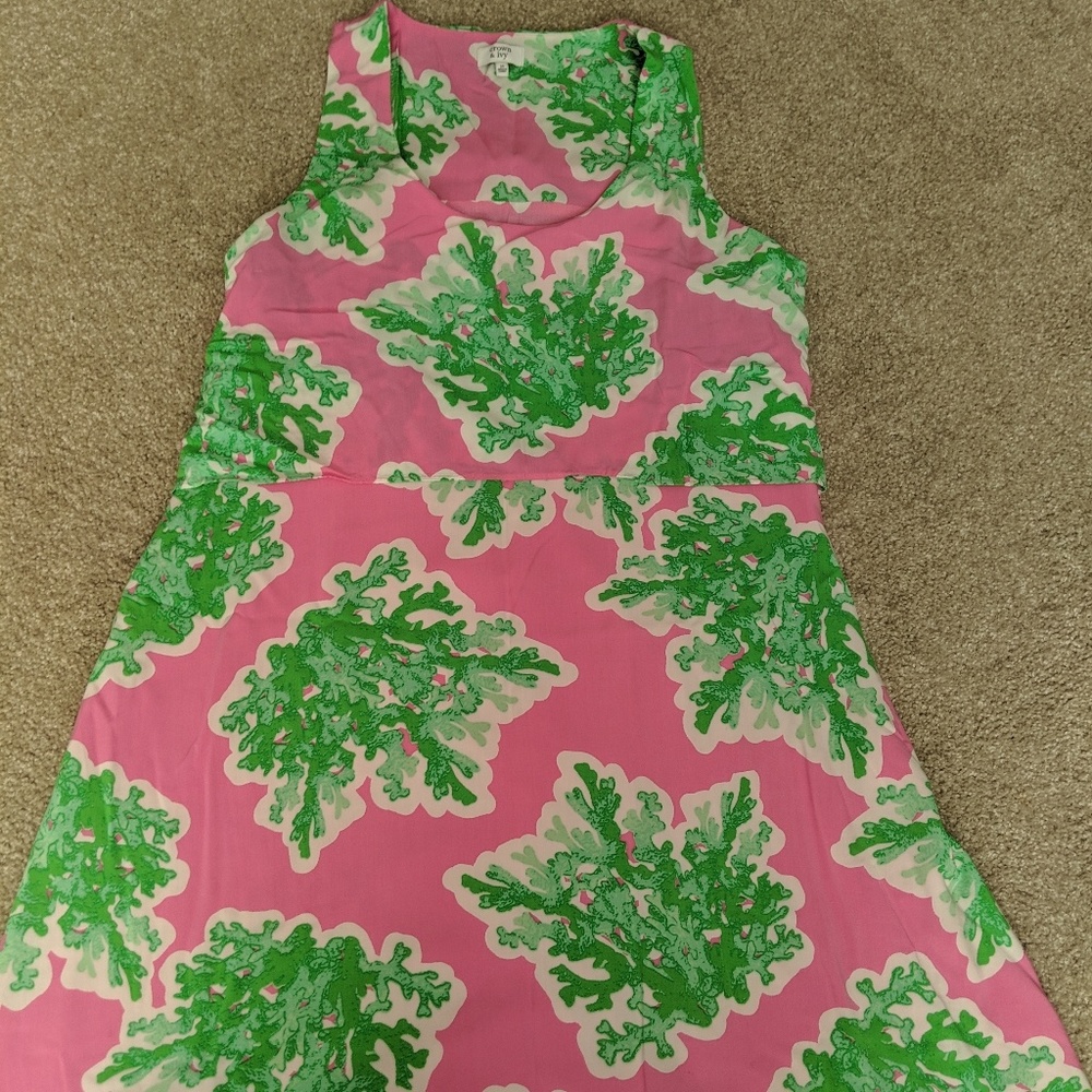 Sleeveless Pink/Green Dress, 16